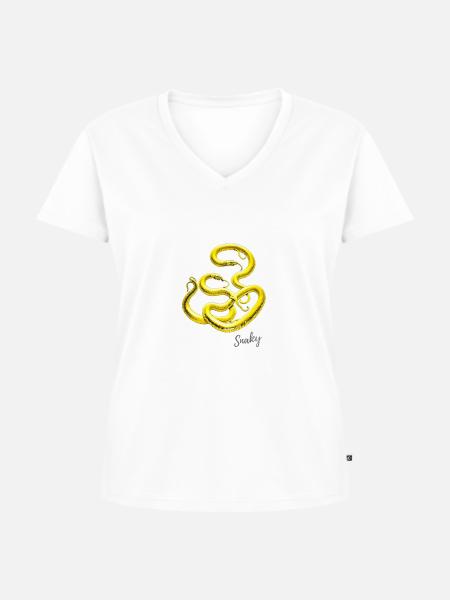 T-Shirt - Boa - Frauen Premium Bio T-Shirt mit V-Ausschnitt - Weiß