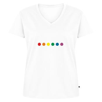 Lgbt Regenbogen Farben - Frauen Premium Bio T-Shirt mit V-Ausschnitt - Weiß - Vorne - AI Model Female 172 dark (172cm)