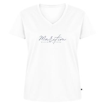 Maritim Look - Frauen Premium Bio T-Shirt mit V-Ausschnitt - Weiß - Vorne - AI Model Female 172 dark (172cm)