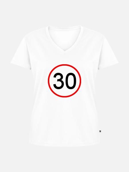 30 Zone - Frauen Premium Bio T-Shirt mit V-Ausschnitt - Weiß
