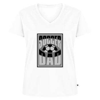 Hobby Sport Soccer Dad - Frauen Premium Bio T-Shirt mit V-Ausschnitt - Weiß - Vorne - AI Model Female 172 dark (172cm)