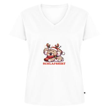 Offizelles Schlafshirt Weihnachten Koala - Frauen Premium Bio T-Shirt mit V-Ausschnitt - Weiß - Vorne - AI Model Female 172 dark (172cm)