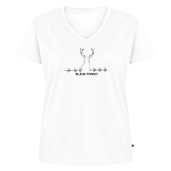 Black Forest Heartbeat black - Frauen Premium Bio T-Shirt mit V-Ausschnitt - Weiß - Vorne - AI Model Female 172 dark (172cm)