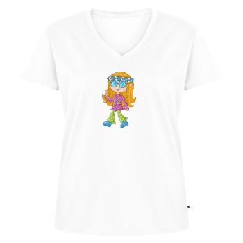 Hippie Girl - T-shirt encolure en V Premium bio Femme - blanc - Devant - AI Model Female 172 dark (172cm)