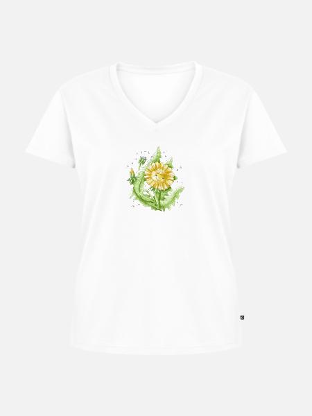 Löwenzahn (Löwenzahn) - Frauen Premium Bio T-Shirt mit V-Ausschnitt - Weiß
