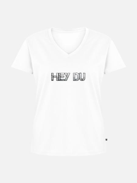 Hey du - Frauen Premium Bio T-Shirt mit V-Ausschnitt - Weiß