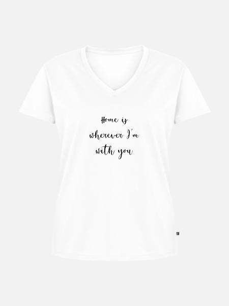 HOME | romantisches Statement - Frauen Premium Bio T-Shirt mit V-Ausschnitt - Weiß