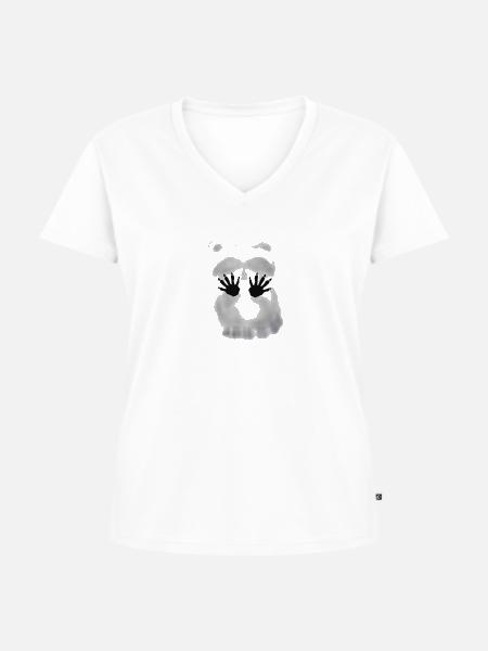Kleiner Waschbär will raus - Frauen Premium Bio T-Shirt mit V-Ausschnitt - Weiß