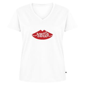 Smile - Women's Premium Organic V-neck T-shirt - white - Front - AI Model Female 172 dark (172cm)