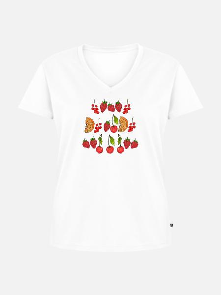 Obst - Frauen Premium Bio T-Shirt mit V-Ausschnitt - Weiß