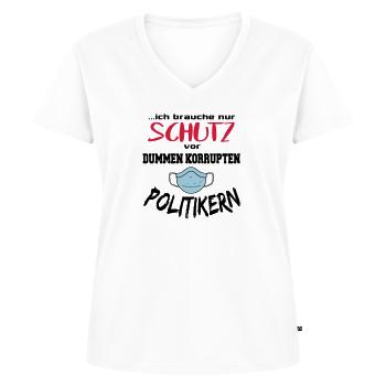 Politik Maskenpflicht Dumme Politiker - Frauen Premium Bio T-Shirt mit V-Ausschnitt - Weiß - Vorne - AI Model Female 172 dark (172cm)