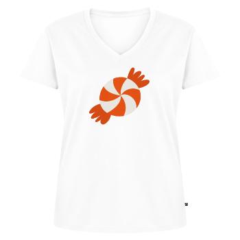 Bonbons - T-shirt encolure en V Premium bio Femme - blanc - Devant - AI Model Female 172 dark (172cm)