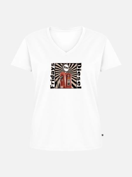 Fridays for Diesel Design - Frauen Premium Bio T-Shirt mit V-Ausschnitt - Weiß