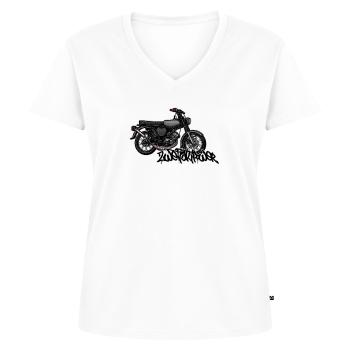 S51 // Tuning // Illustration - Frauen Premium Bio T-Shirt mit V-Ausschnitt - Weiß - Vorne - AI Model Female 172 dark (172cm)