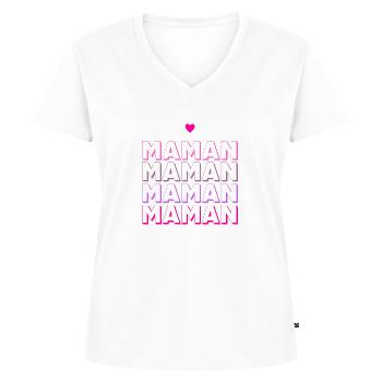 MAMAN - T-shirt encolure en V Premium bio Femme - blanc - Devant - AI Model Female 172 dark (172cm)