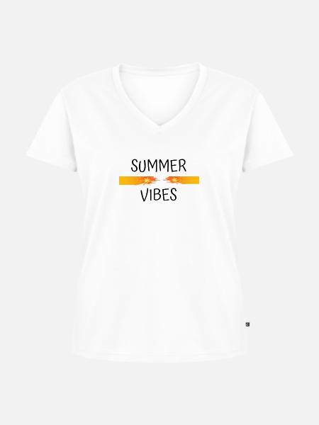 summer vibes - Frauen Premium Bio T-Shirt mit V-Ausschnitt - Weiß