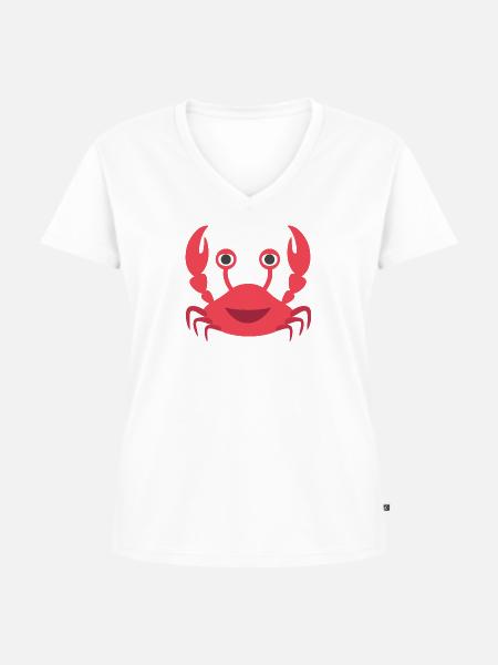 Krabbe - Frauen Premium Bio T-Shirt mit V-Ausschnitt - Weiß