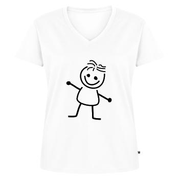 Basic Fred - Frauen Premium Bio T-Shirt mit V-Ausschnitt - Weiß - Vorne - AI Model Female 172 dark (172cm)