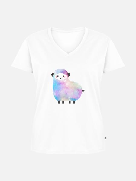Süßes Schaf Pixelart - Frauen Premium Bio T-Shirt mit V-Ausschnitt - Weiß