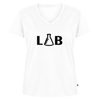 LAB (1c) - Frauen Premium Bio T-Shirt mit V-Ausschnitt - Weiß - Vorne - AI Model Female 172 dark (172cm)