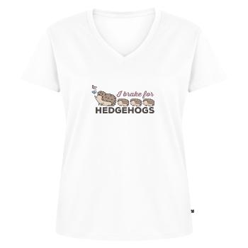Ich bremse für Igel, für Igelliebhaber - Frauen Premium Bio T-Shirt mit V-Ausschnitt - Weiß - Vorne - AI Model Female 172 dark (172cm)