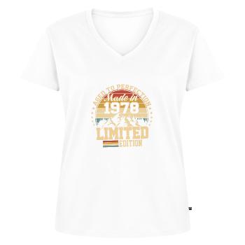 1978 anniversaire 1978 né en 1978 anniversaire - T-shirt encolure en V Premium bio Femme - blanc - Devant - AI Model Female 172 dark (172cm)