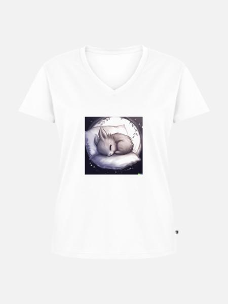 Fluffiges Tierchen - Frauen Premium Bio T-Shirt mit V-Ausschnitt - Weiß