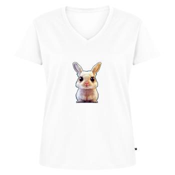 Lapin mignon - T-shirt encolure en V Premium bio Femme - blanc - Devant - AI Model Female 172 dark (172cm)