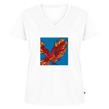 Illustration eines Phönix, Vektorstil - Frauen Premium Bio T-Shirt mit V-Ausschnitt - Weiß - Vorne - AI Model Female 172 dark (172cm)