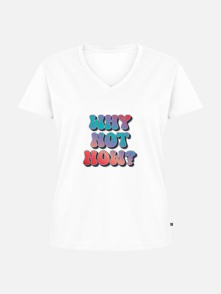 Why not now ? - Frauen Premium Bio T-Shirt mit V-Ausschnitt - Weiß