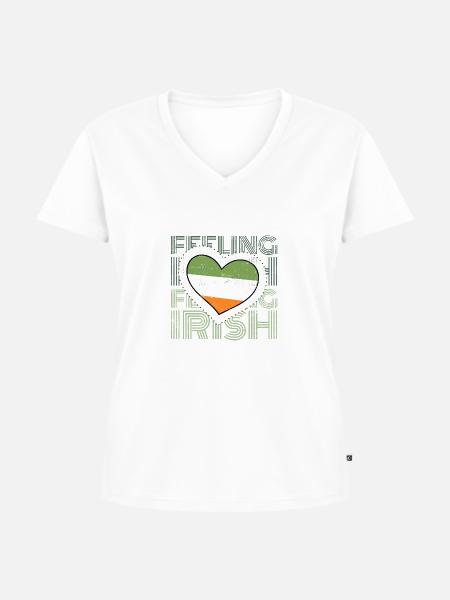 Feeling Irish - Frauen Premium Bio T-Shirt mit V-Ausschnitt - Weiß