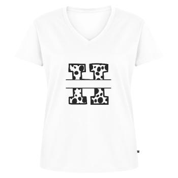 Buchstabe H benutzerdefiniertes Kuhmuster - Frauen Premium Bio T-Shirt mit V-Ausschnitt - Weiß - Vorne - AI Model Female 172 dark (172cm)