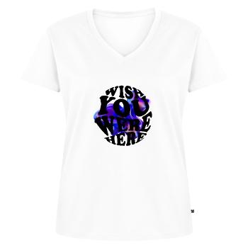 abstraktes 3D design mit lila Elementen - Frauen Premium Bio T-Shirt mit V-Ausschnitt - Weiß - Vorne - AI Model Female 172 dark (172cm)