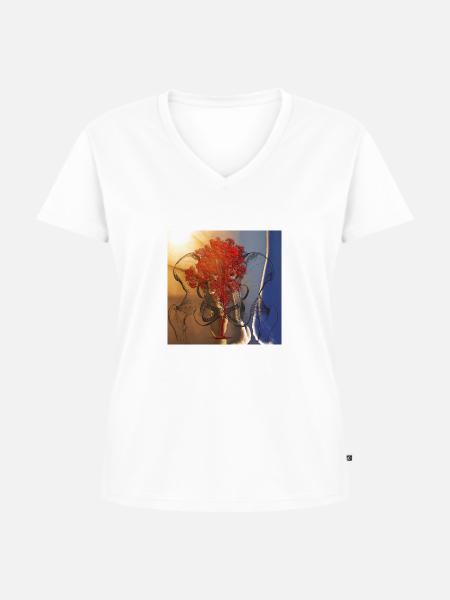 Esche - Frauen Premium Bio T-Shirt mit V-Ausschnitt - Weiß