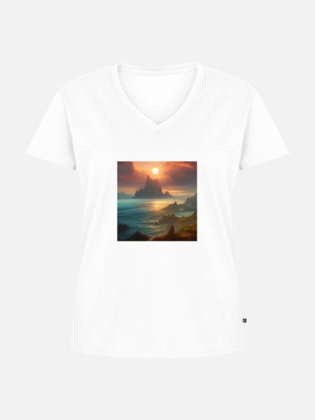 Sunset over the bay_02 - Frauen Premium Bio T-Shirt mit V-Ausschnitt - Weiß