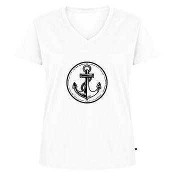 Bateau d’ancre Navire Nautique - T-shirt encolure en V Premium bio Femme - blanc - Devant - AI Model Female 172 dark (172cm)