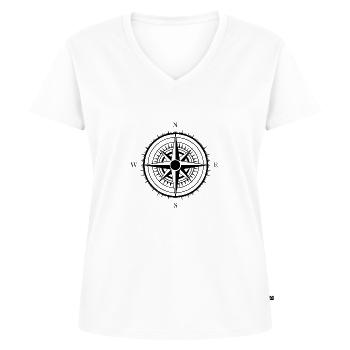 Kompass Nautik Segelboot Seefahrer - Frauen Premium Bio T-Shirt mit V-Ausschnitt - Weiß - Vorne - AI Model Female 172 dark (172cm)
