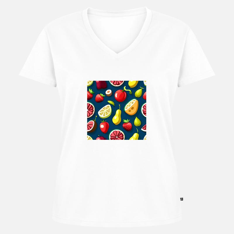 Fruit Medley Delight Pattern - Women's Premium Organic V-neck T-shirt - white