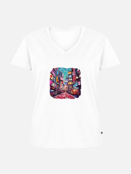 China - Frauen Premium Bio T-Shirt mit V-Ausschnitt - Weiß