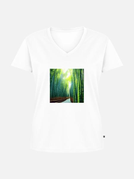 Bamboo Street - Frauen Premium Bio T-Shirt mit V-Ausschnitt - Weiß