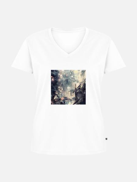Tokyo City Art 2 - Frauen Premium Bio T-Shirt mit V-Ausschnitt - Weiß