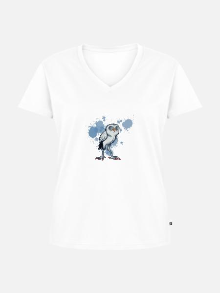 nachteule - Frauen Premium Bio T-Shirt mit V-Ausschnitt - Weiß