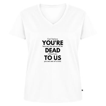 Kollege verabschiedet sich - Frauen Premium Bio T-Shirt mit V-Ausschnitt - Weiß - Vorne - AI Model Female 172 dark (172cm)