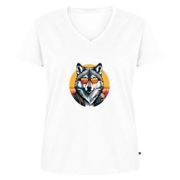 Gray Wolf - Women's Premium Organic V-neck T-shirt - white - Front - AI Model Female 172 dark (172cm)
