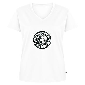 Eine Welt - Frauen Premium Bio T-Shirt mit V-Ausschnitt - Weiß - Vorne - AI Model Female 172 dark (172cm)