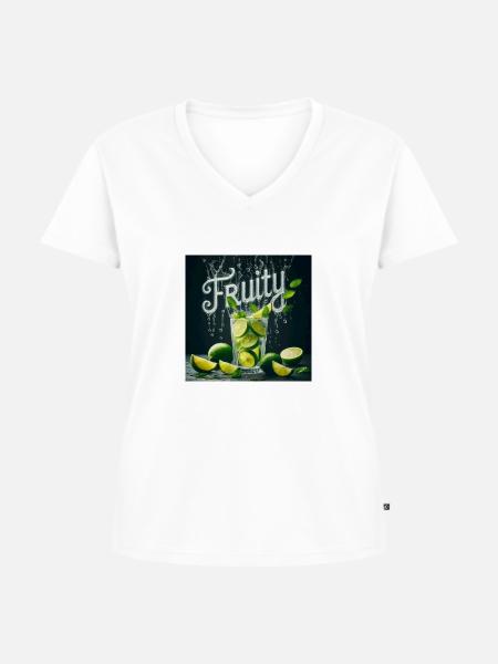 Fruchtig - Frauen Premium Bio T-Shirt mit V-Ausschnitt - Weiß