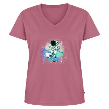graffiti, planche à roulettes, peinture, astronaute - T-shirt encolure en V Premium bio Femme - mauve - Devant - AI Model Female 172 dark (172cm)