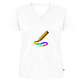 Regenbogen-Bleistift-Farb-Aktzeichnungsillustration - Frauen Premium Bio T-Shirt mit V-Ausschnitt - Weiß - Vorne - AI Model Female 172 dark (172cm)