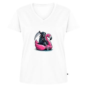 Feiertags-Sensenmann - Frauen Premium Bio T-Shirt mit V-Ausschnitt - Weiß - Vorne - AI Model Female 172 dark (172cm)