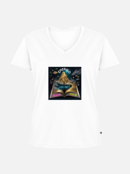 Goldene Soar Mountain Edition - Frauen Premium Bio T-Shirt mit V-Ausschnitt - Weiß